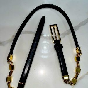 Carlisle Black Leather Belt w/ Gold Hardware